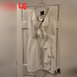 Elegant Strapless White Ruffle Dress